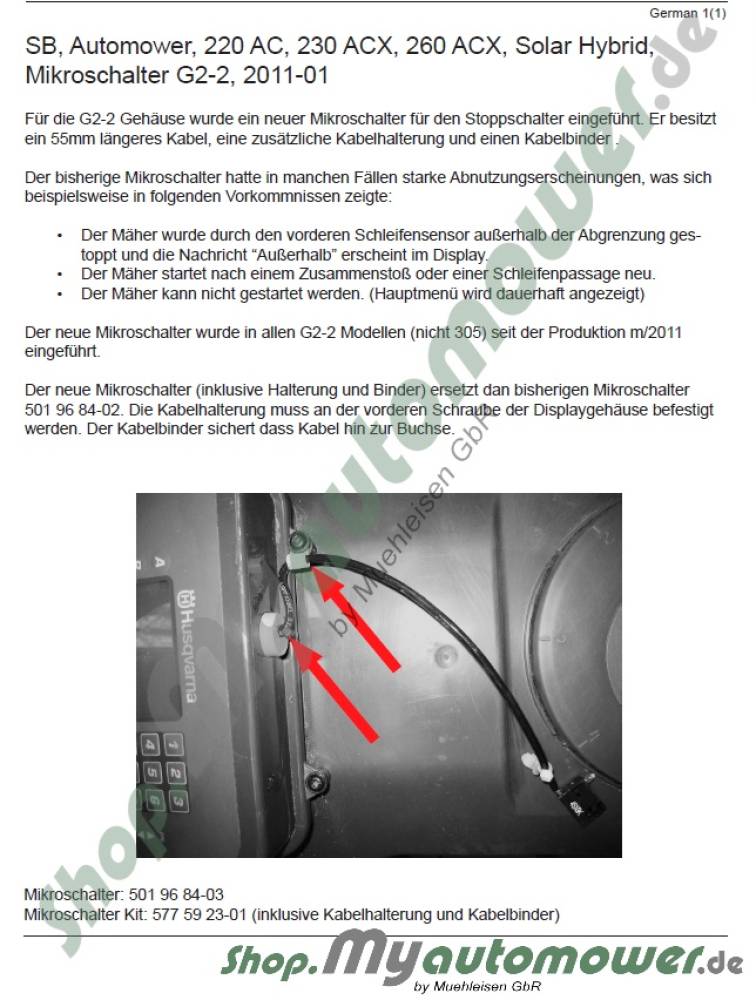 Microschalter Stop Set NEU Update for 2010,2011,2012,2013,2014